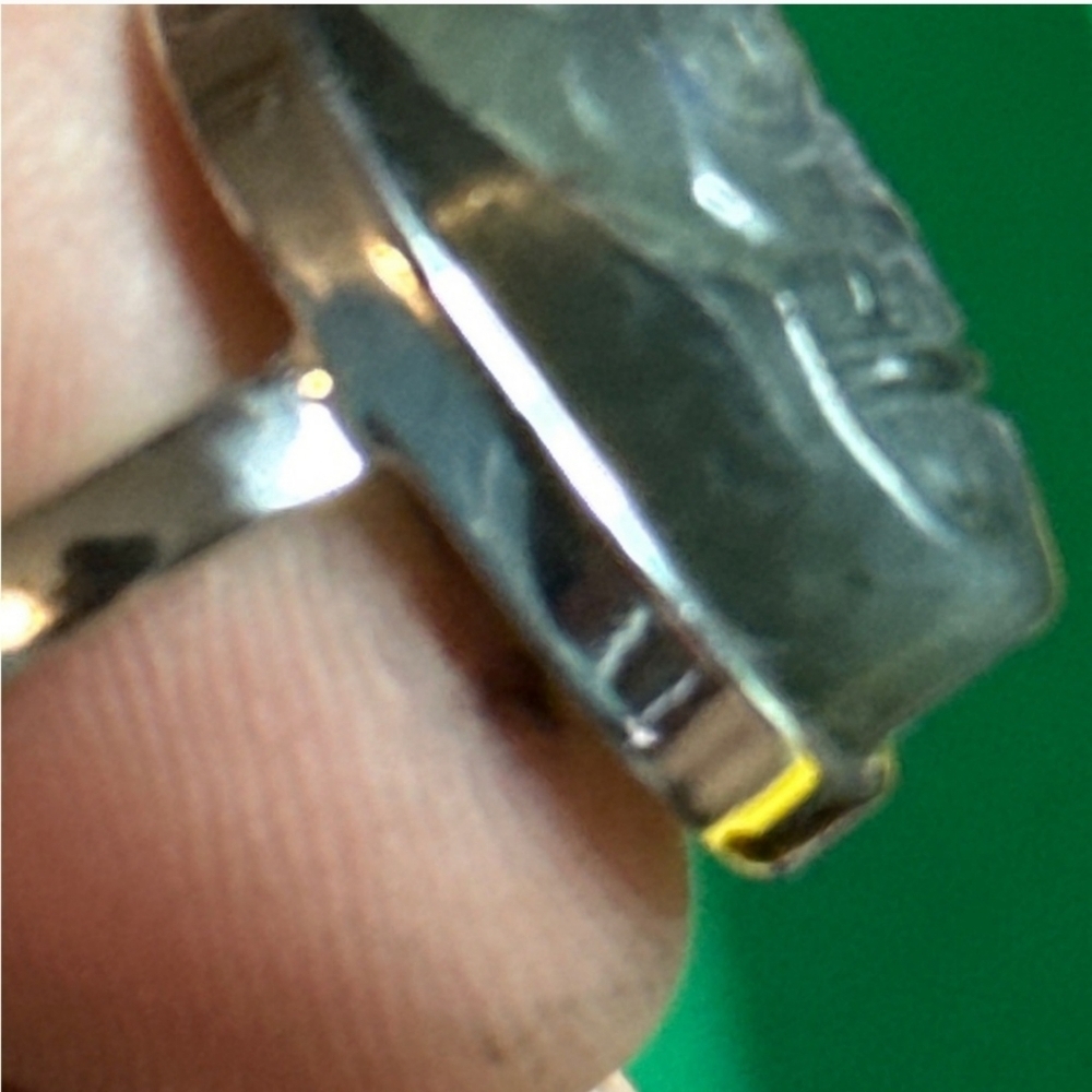 925 Labradorite Skull 💀 Ring size 7 1/2 adjustable - Picture 5 of 10